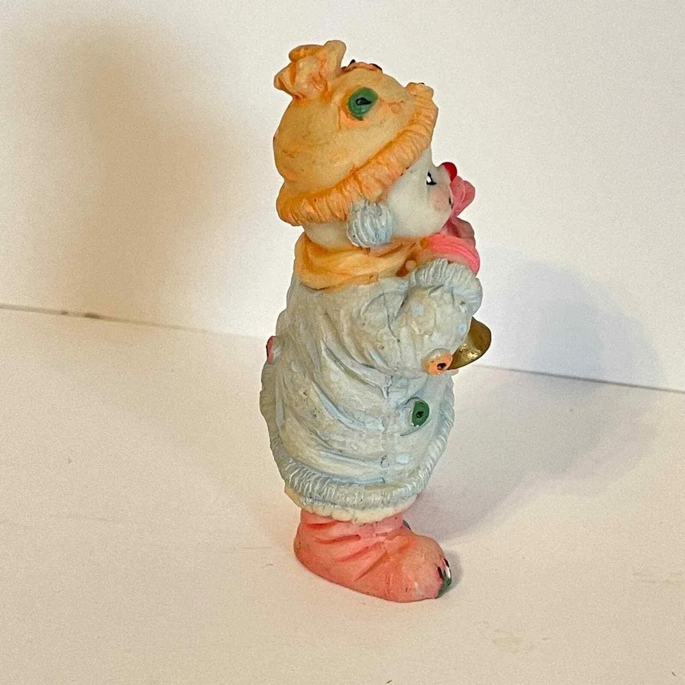 Vintage Snowman with Bell, Gift Patched‎ Clothes Small Hand Painted Decor Cute